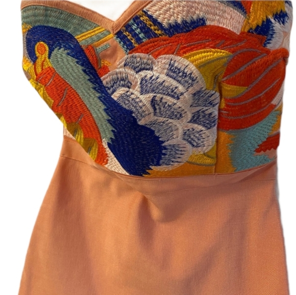 WOW couture Dresses & Skirts - Wow COUTURE Peacock bodycon peach dress
